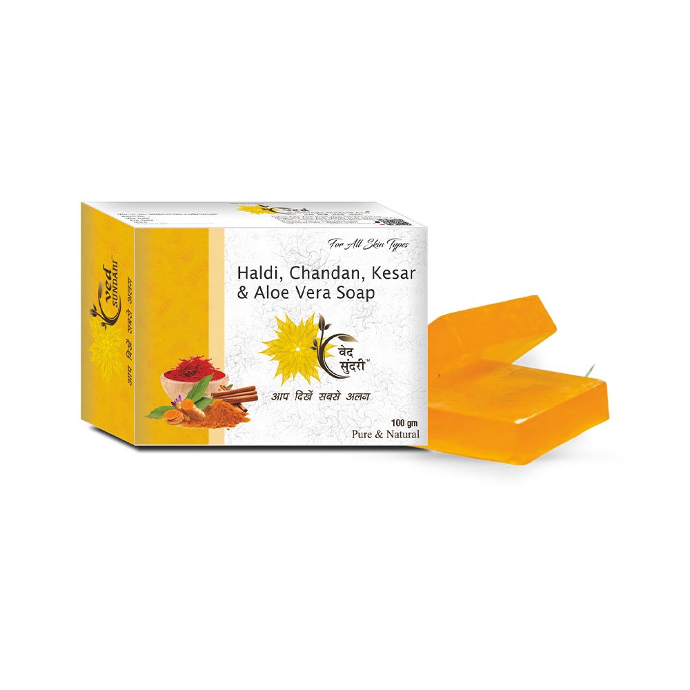 Ved Sundari Haldi, Chandan, Kesar & Aloe Vera Soap