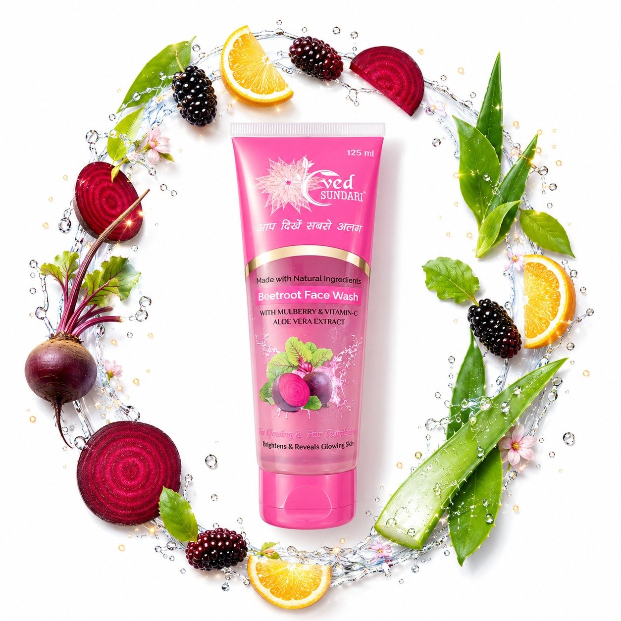 Ved Sundari Beetroot Face Wash with Mulberry Vitamin C and Aloe Vera Extract 125ml