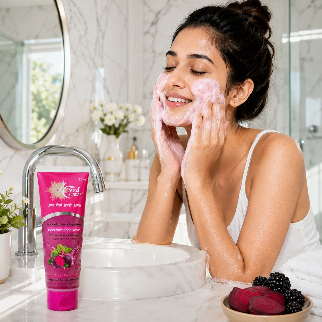 Ved Sundari Beetroot Face Wash with Mulberry Vitamin C and Aloe Vera Extract 125ml