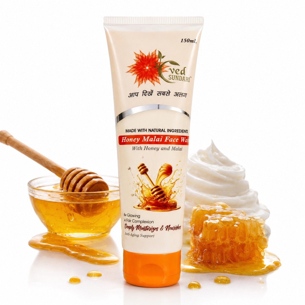 Ved Sundari Honey Malai Face Wash with Honey and Malai 150ml